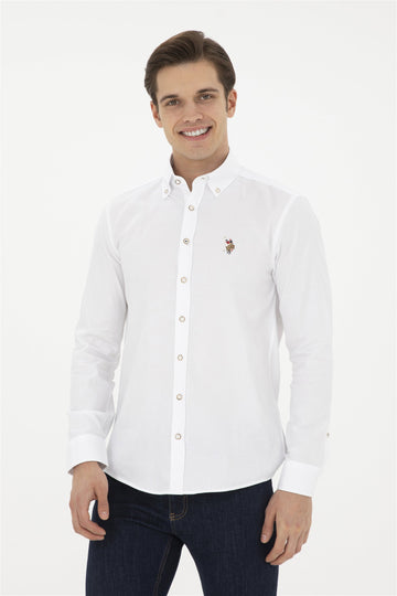US Polo Assn. Men Shirt Slim Full Sleeve White VR013 USPSH330 USPA
